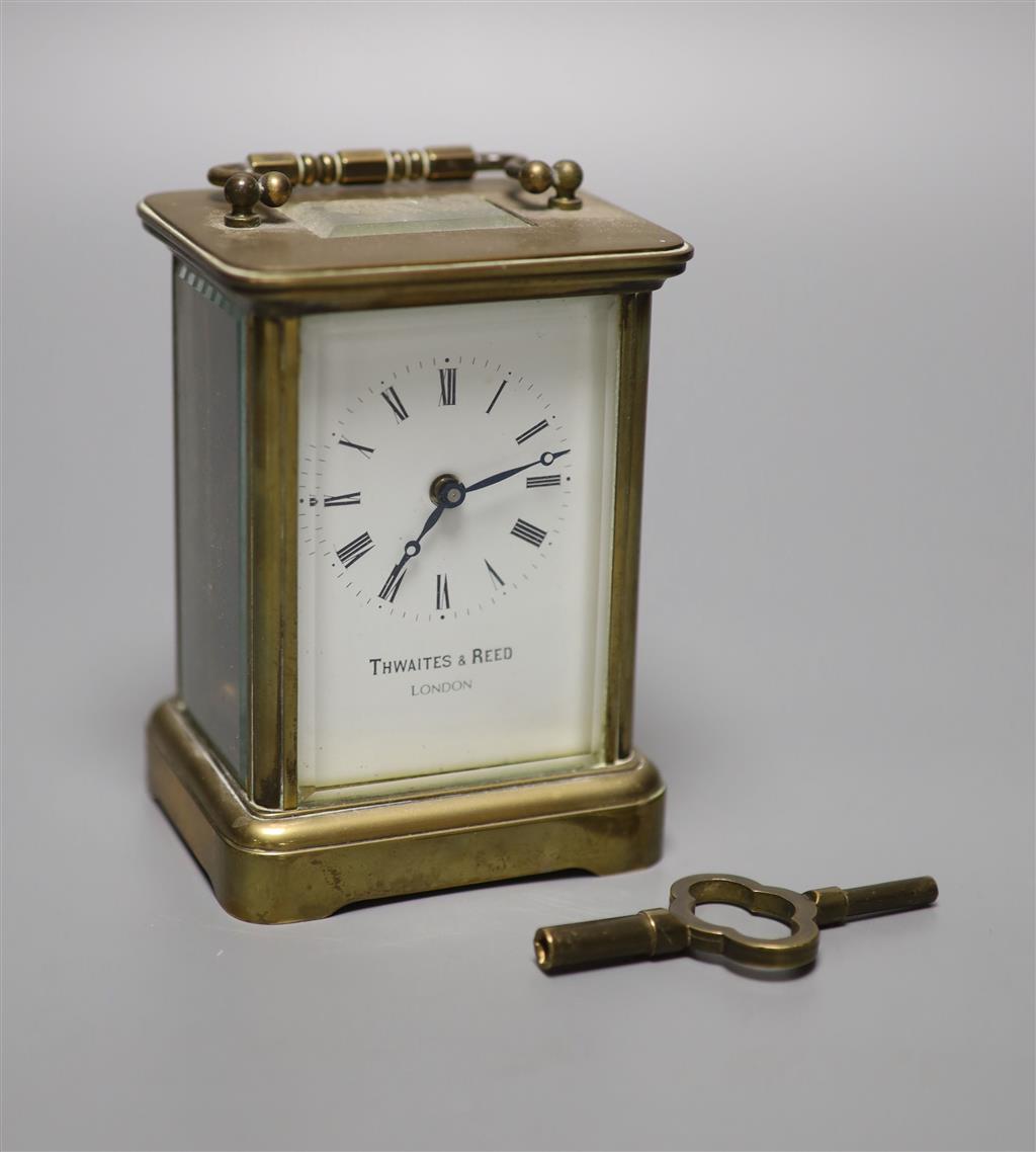 A carriage timepiece by Thwaites & Reed, height 11cm